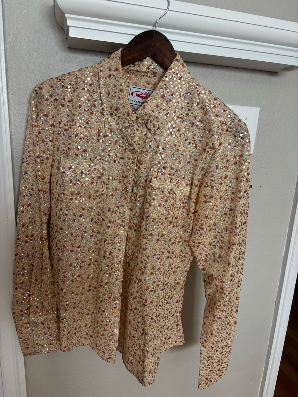 Roper Gold Sequin Embellished Button-Up Shirt
